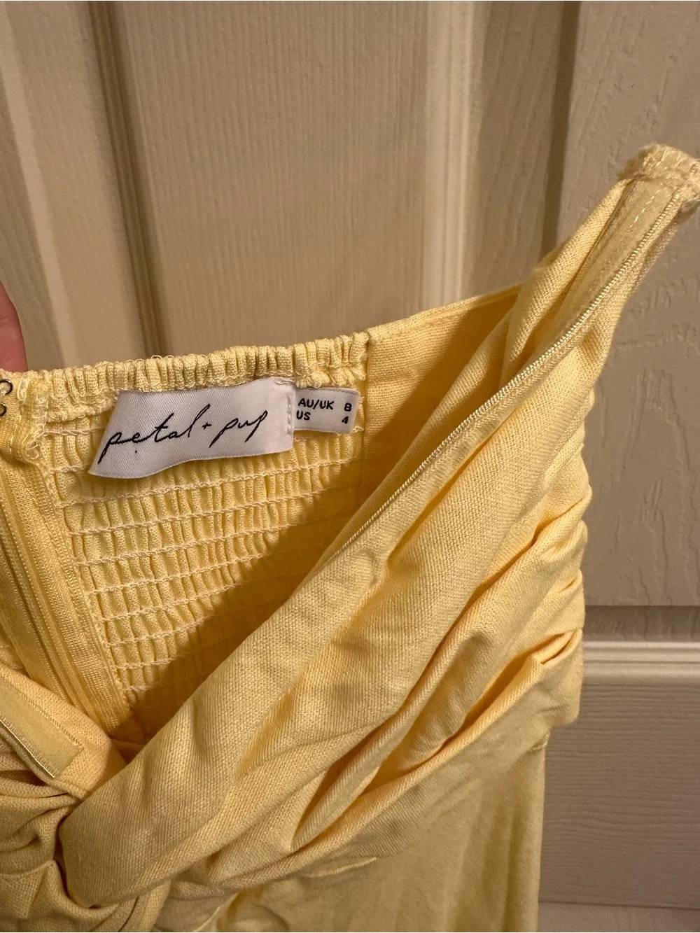 Petal & Pup Yellow Strapless Draped Maxi Dress